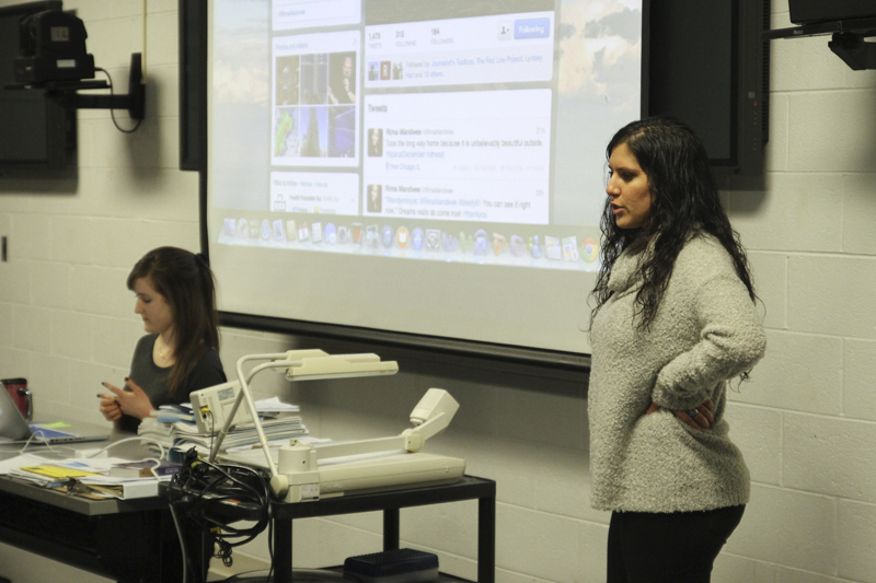 Rima Mandwee discusses appropriate and inappropriate discussion topics on social media. (Photo by Brianna Kelly)