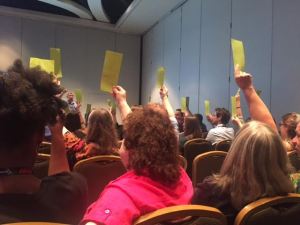 A counted vote was taken during a debate over whether SPJ should change its name. (Marc Filippino photo)